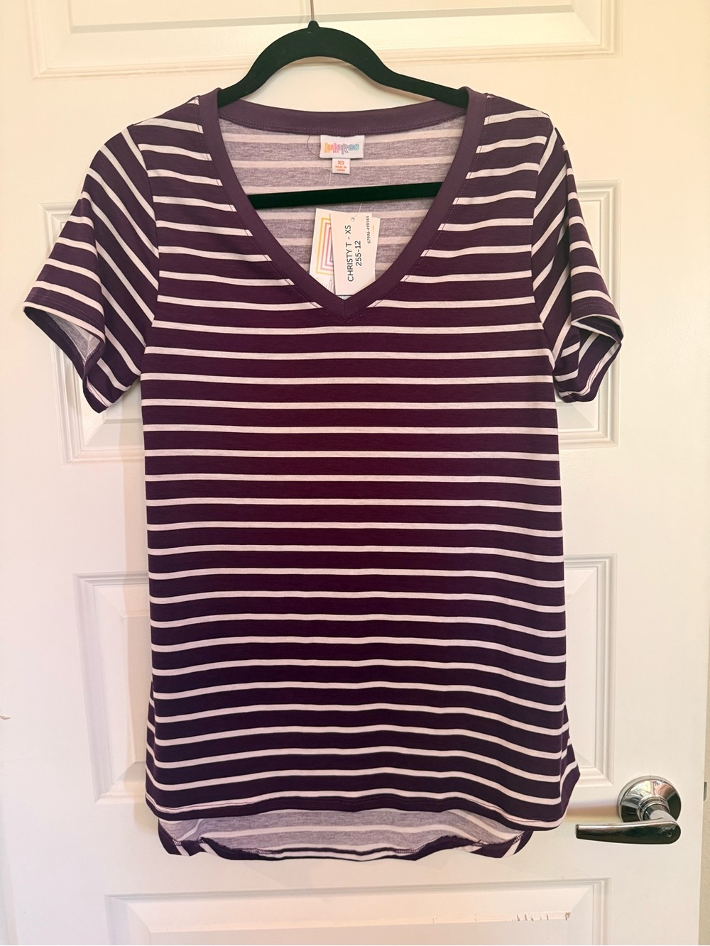 LuLaRoe Purple Striped Christy Tee
